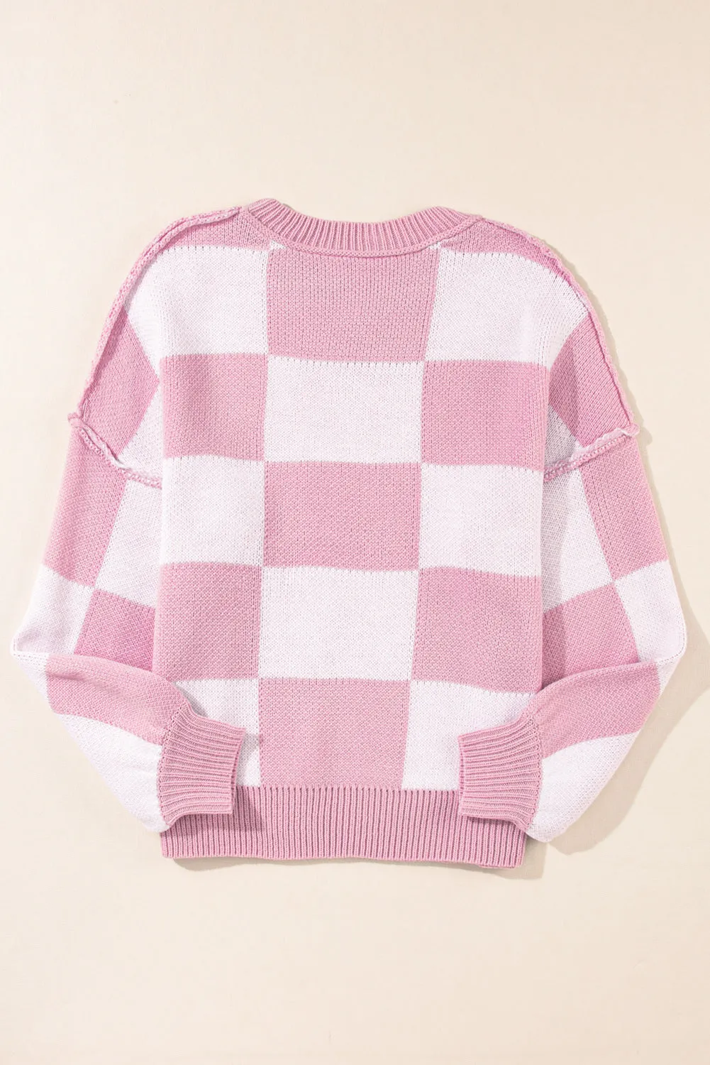 Women's Plaid Print Puff Sleeve Pullover Sweater