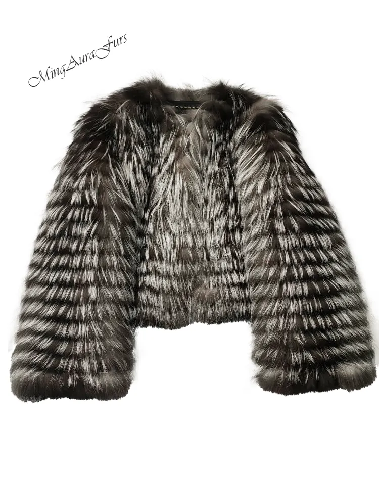 Women's Real Fox Fur Jacket - Silver Fox - G0032