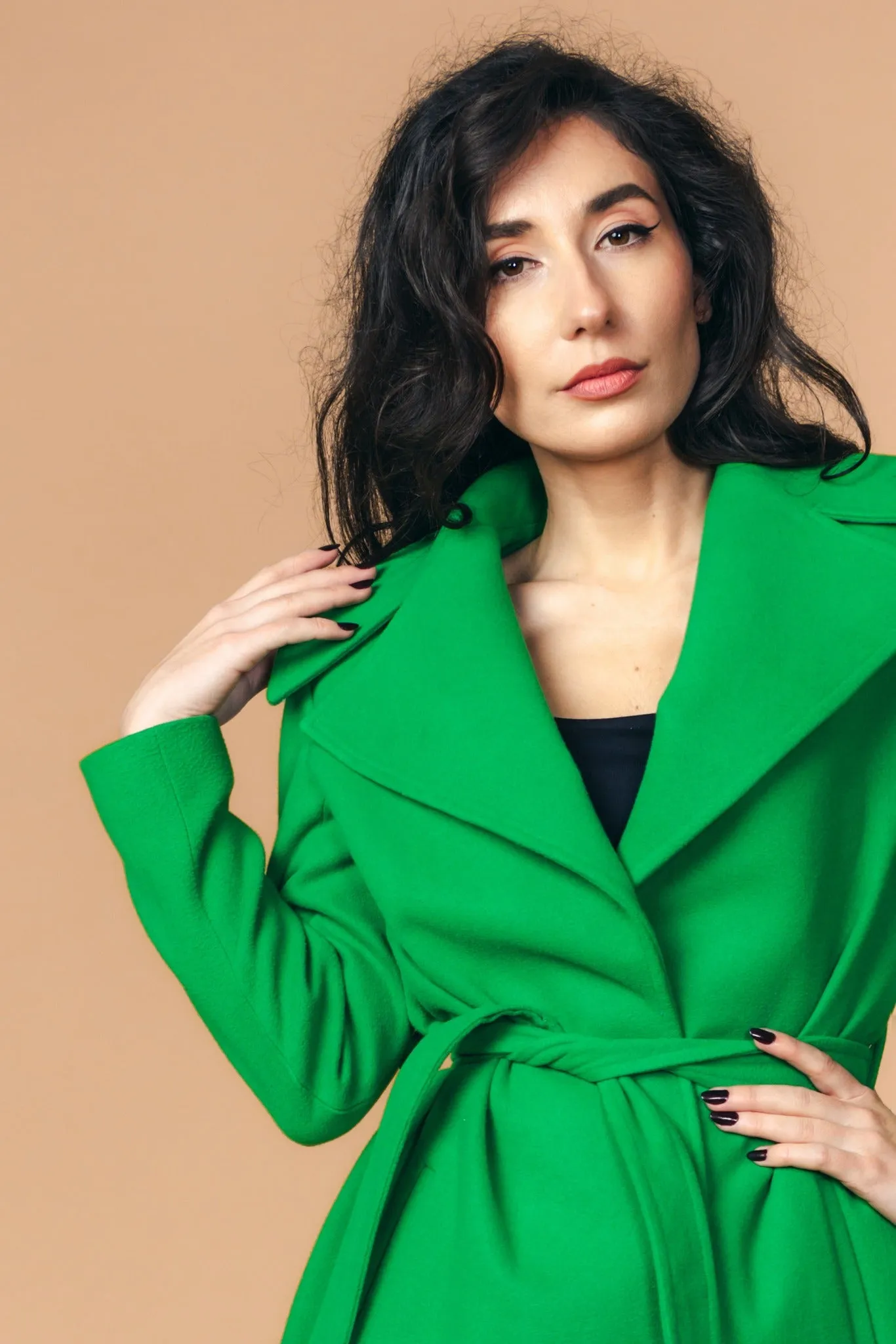 “Zahira“ - Emerald green wool coat