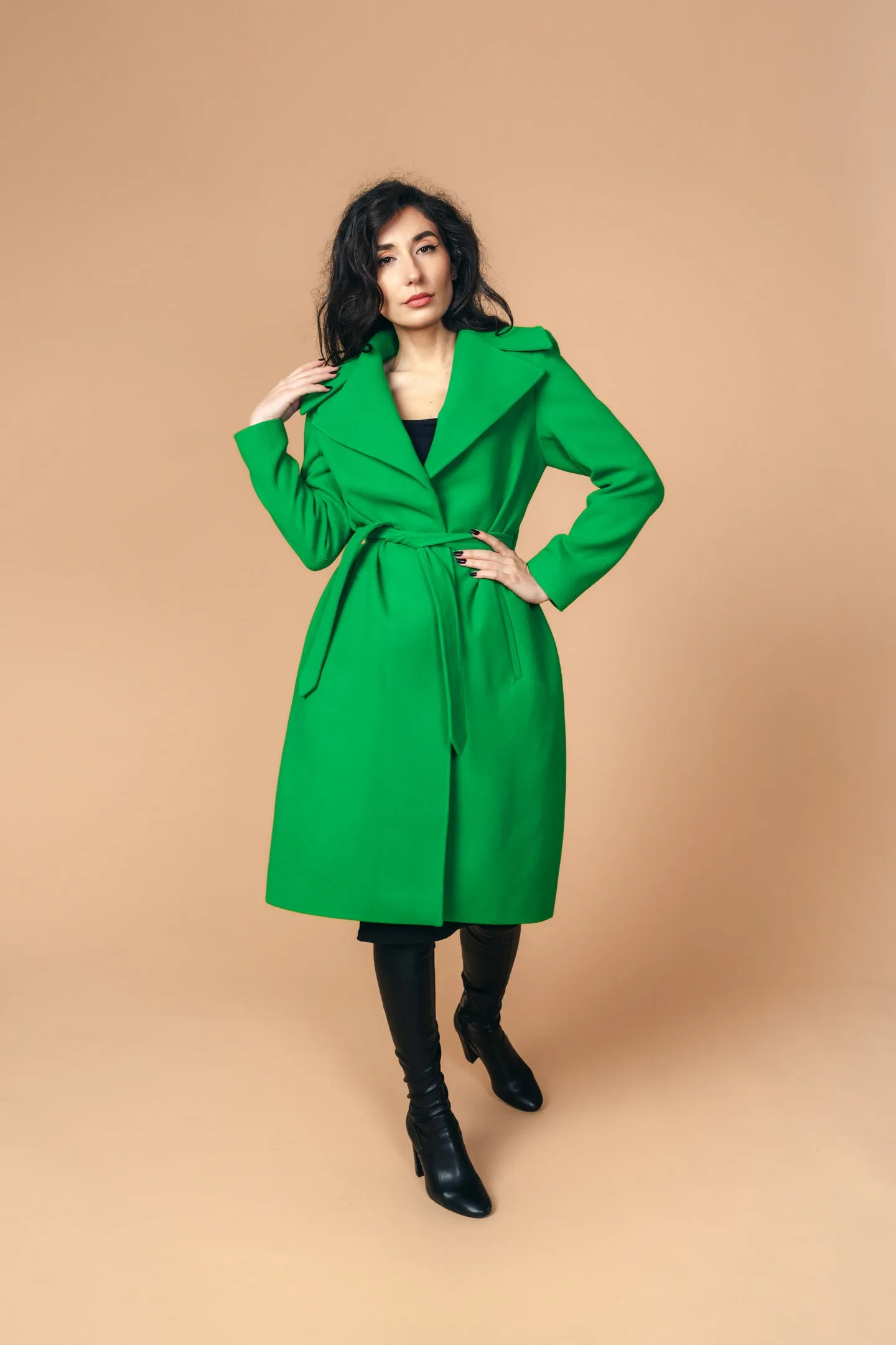 “Zahira“ - Emerald green wool coat