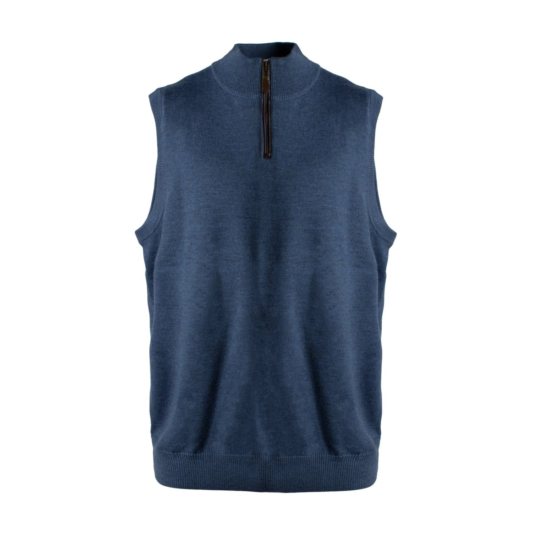 Zip Mock Neck Sweaters Vest in Extra Fine Merino Wool Available in 6 Colors